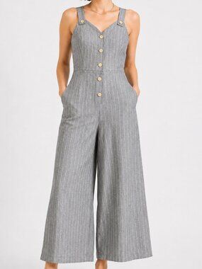 Laffaire Linen Overall Jumpsuit Size Large